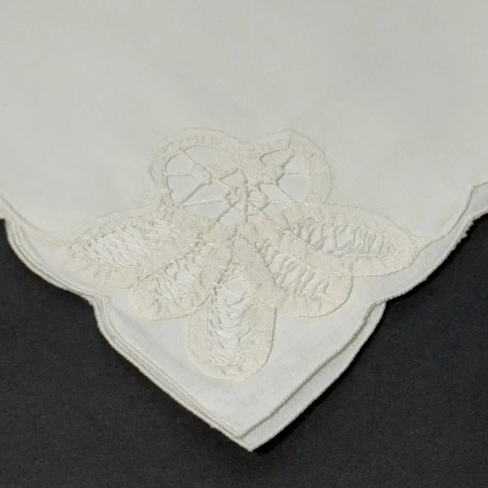 5 Vtg White Battenburg ? Lace Dinner Napkins 16